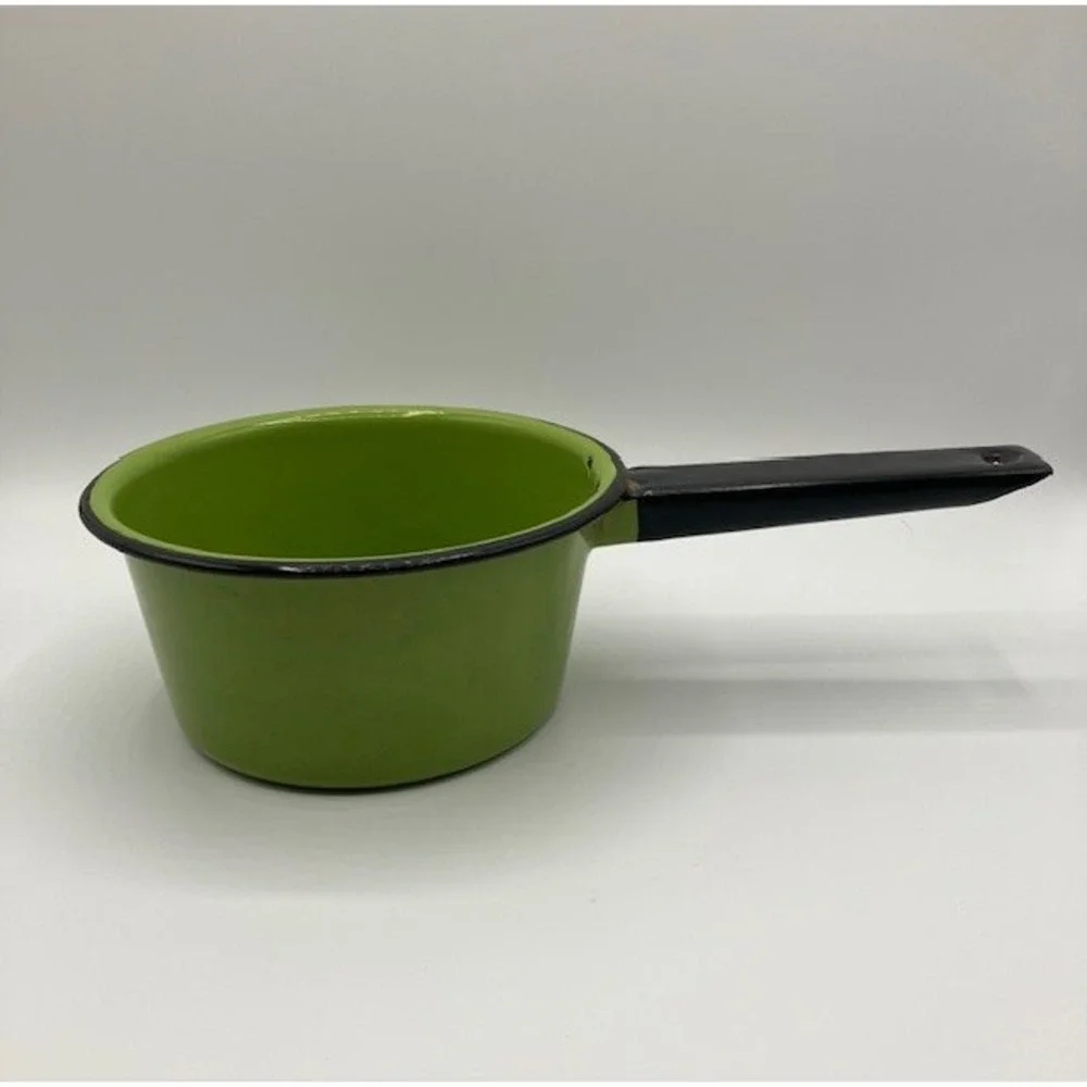 Vintage Saucepan‎ Enamelware Green Mid Century Modern Kitchen Decor 3 cup